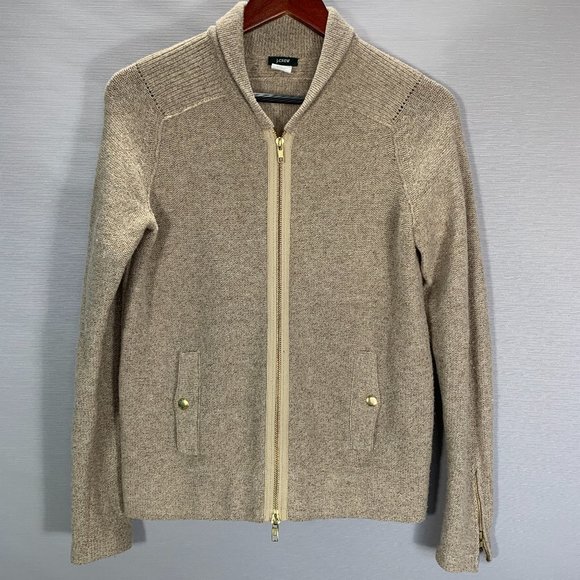 J. Crew Sweaters - J. Crew Beige Zip-Up Cardigan Sweater